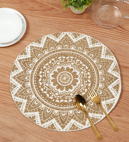 Handcrafted Jute Cotton Table PlaceMats with Self Print Design