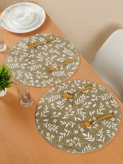 Handcrafted Jute Cotton Table PlaceMats with Self Print Design