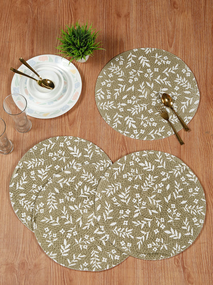 Handcrafted Jute Cotton Table PlaceMats with Self Print Design