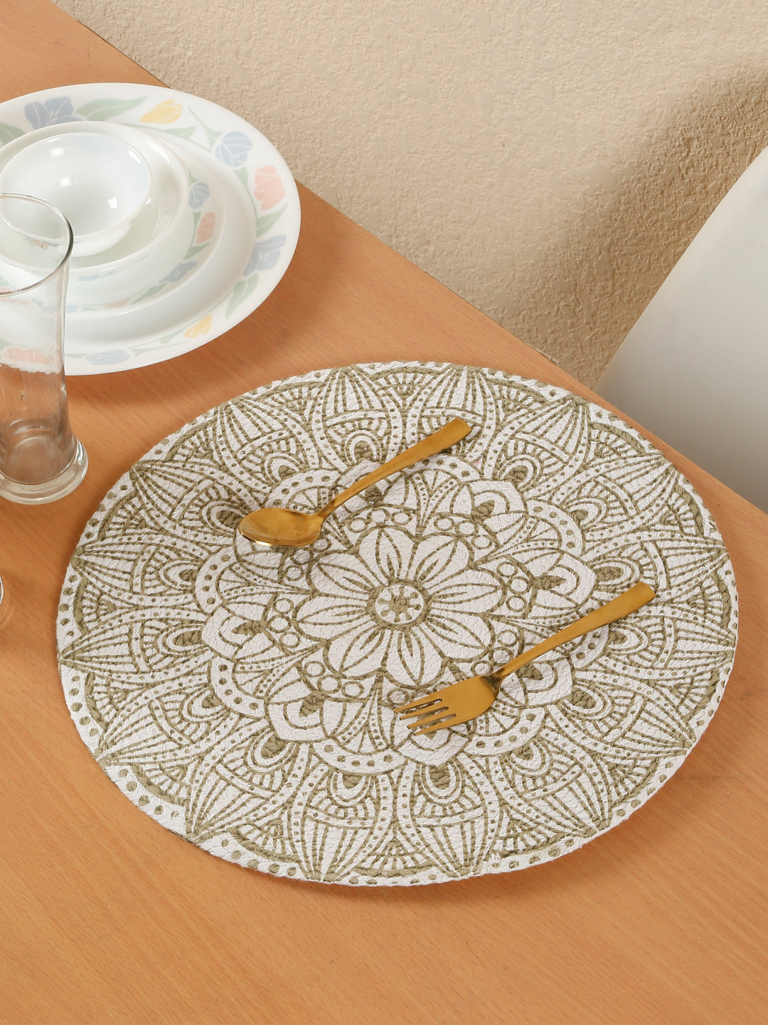 Handcrafted Jute Cotton Table PlaceMats with Self Print Design