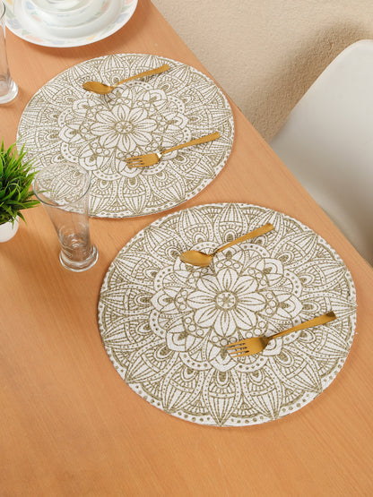 Handcrafted Jute Cotton Table PlaceMats with Self Print Design