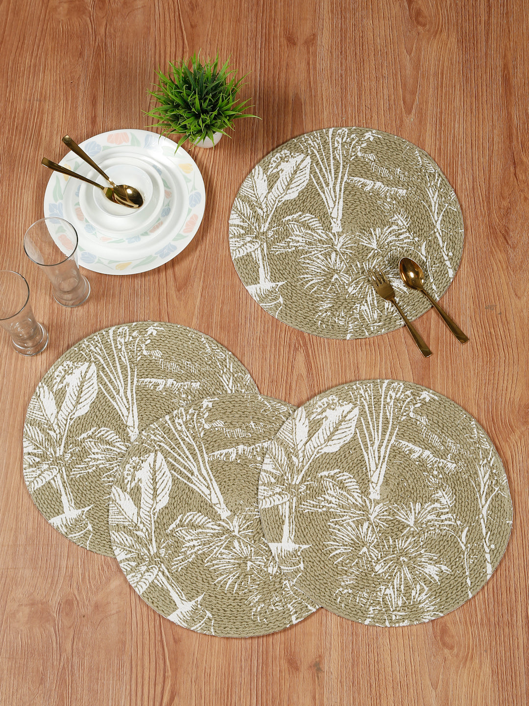 Handcrafted Jute Cotton Table PlaceMats with Self Print Design