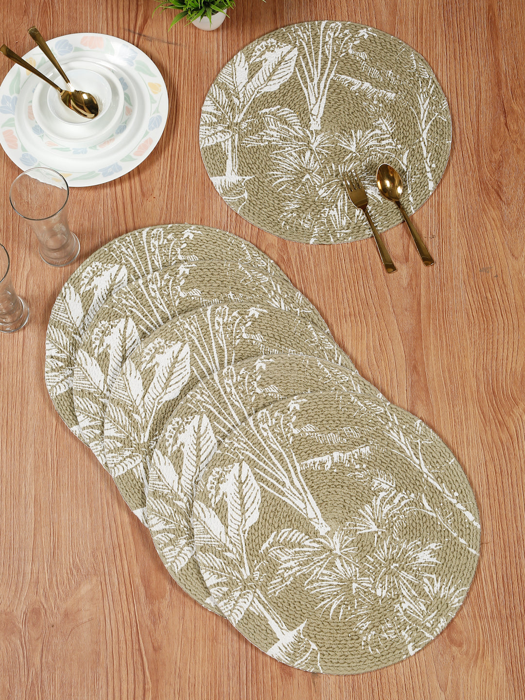 Handcrafted Jute Cotton Table PlaceMats with Self Print Design