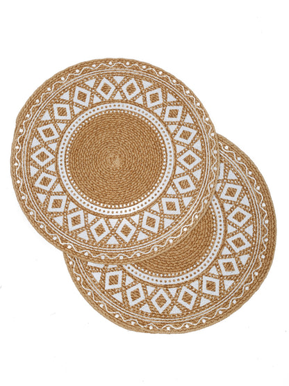 Handcrafted Jute Cotton Table PlaceMats with Self Print Design
