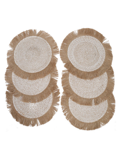 Handcrafted Jute Cotton Table PlaceMats with Self Print Design