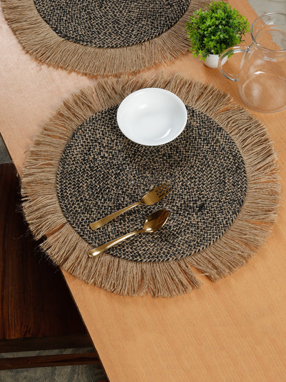Handcrafted Jute Cotton Table PlaceMats with Self Print Design