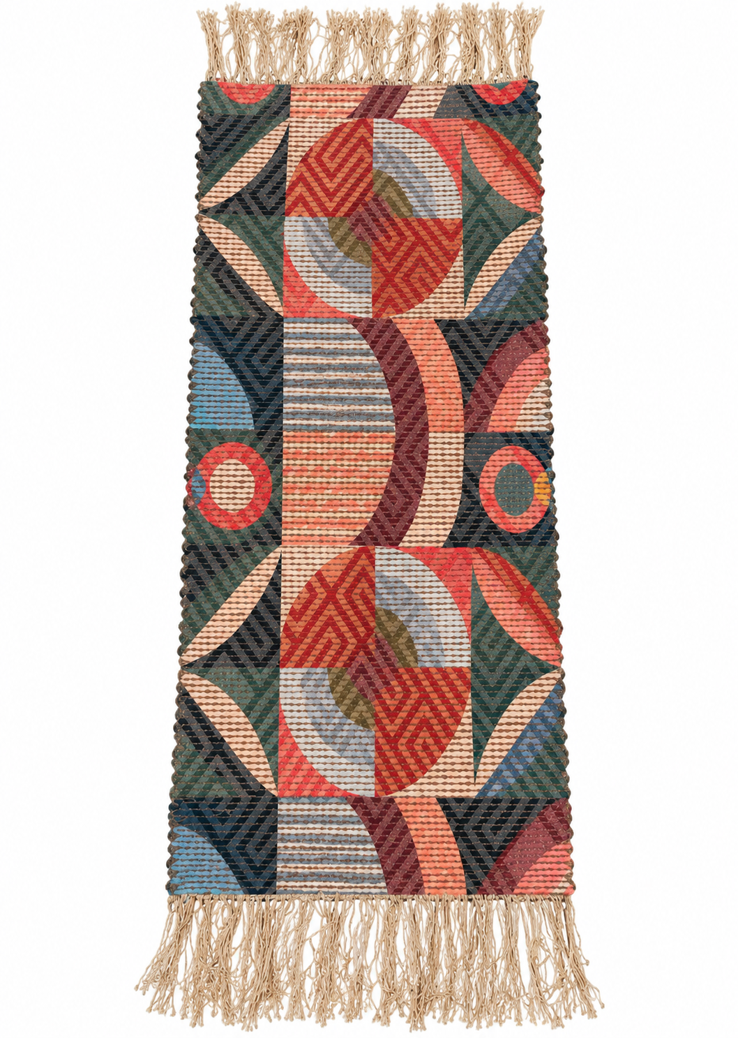 Chenille Natural Jute Digital Printed Hand-Knotted Washable Foldable Dining Table Runner – 40 x 15 Inch