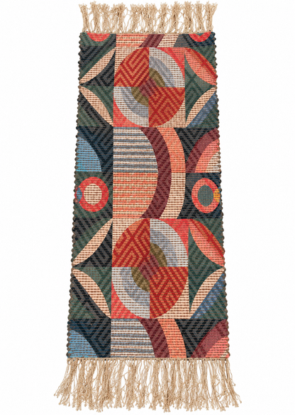 Chenille Natural Jute Digital Printed Hand-Knotted Washable Foldable Dining Table Runner – 40 x 15 Inch