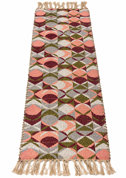 Chenille Natural Jute Digital Printed Hand-Knotted Washable Foldable Dining Table Runner – 40 x 15 Inch