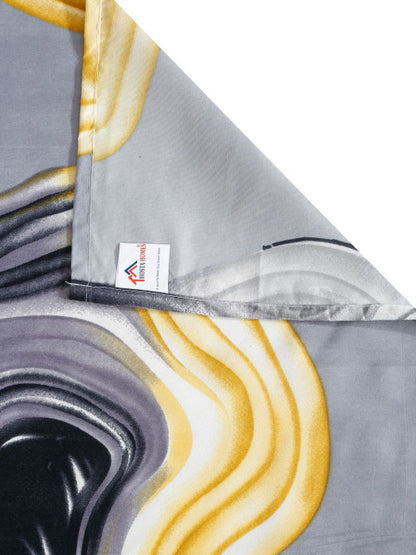 Grey Abstract Cotton 280 TC Queen Fine Bedsheet with 2 Pillow Covers-90 x 100 inches