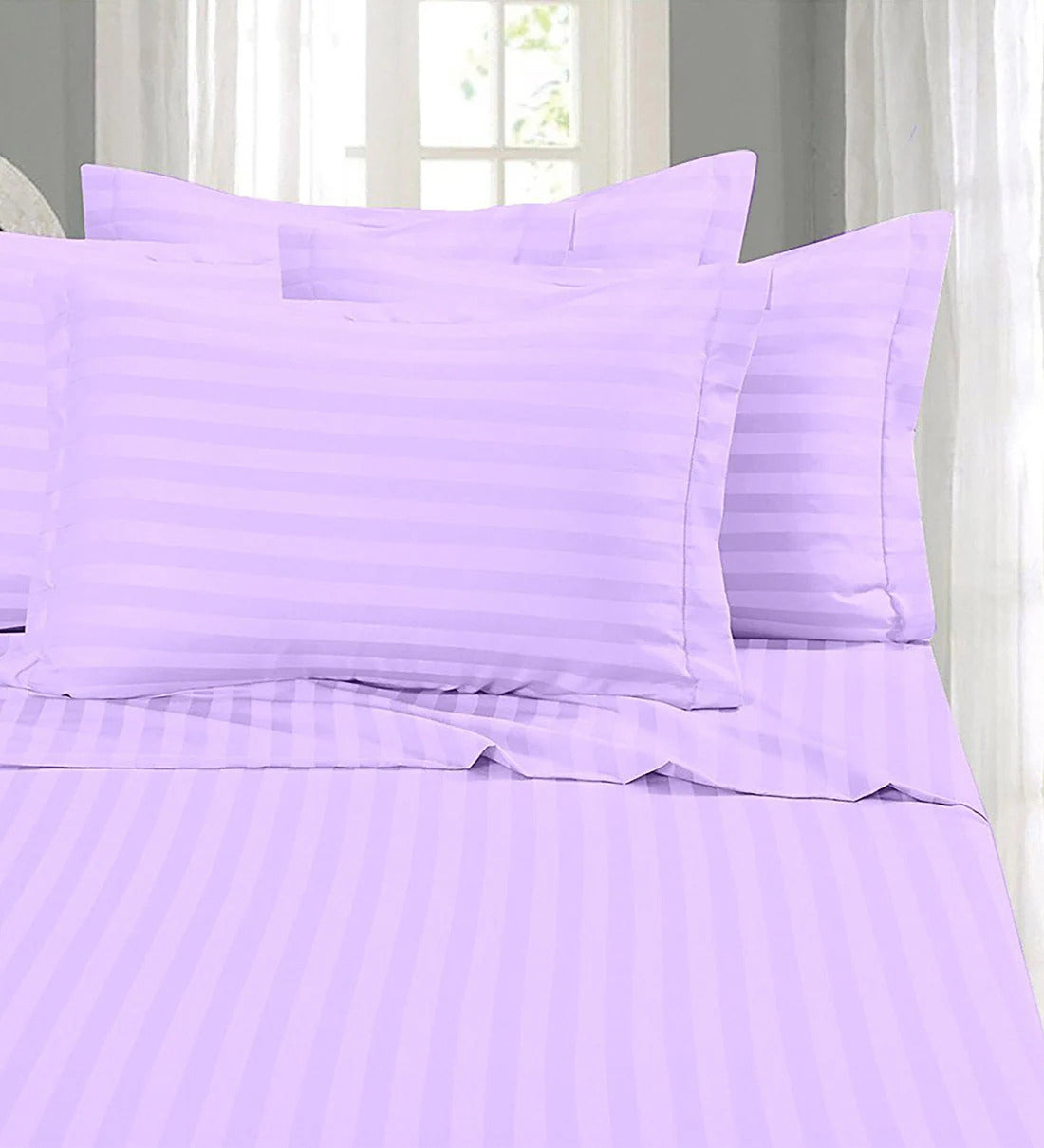 Satin Cotton Striped Premium Bedsheet with  Pillow Covers