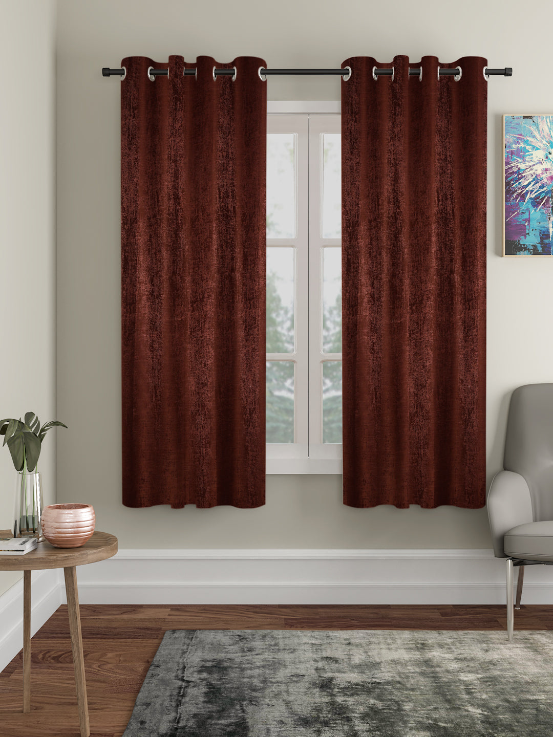 Self Design Polyester Texture Pattern Blackout Curtains  (PACK OF 1)