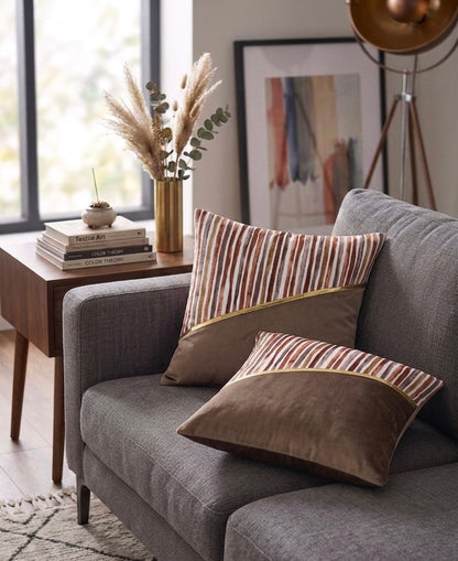 Soft Velvet Stripe Pattern Printed Cushion Covers ( 16 x 16 :: 24 X 24 INCH inches )