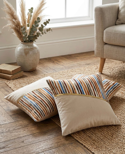 Soft Velvet Stripe Pattern Printed Cushion Covers ( 16 x 16 :: 24 X 24 INCH inches )