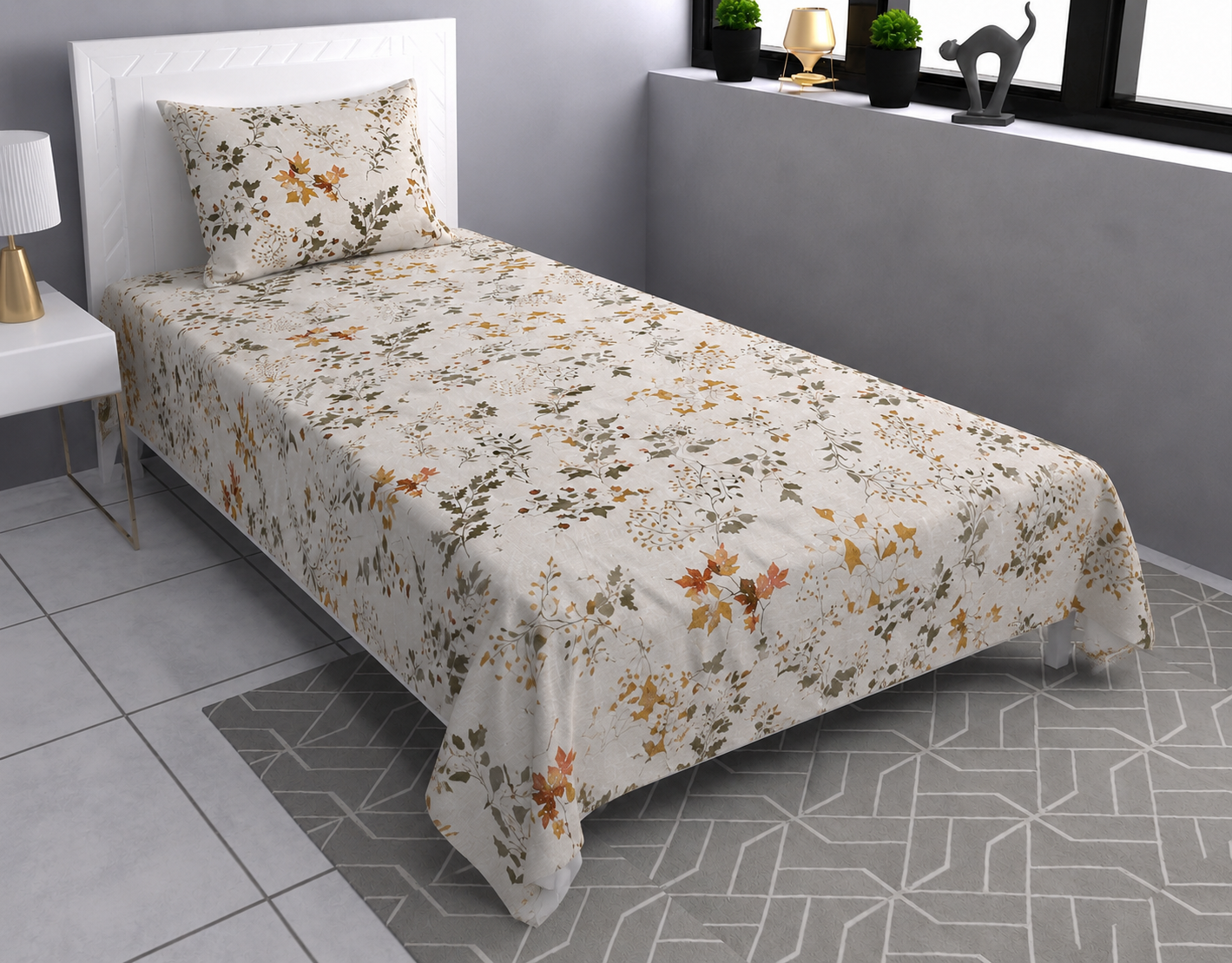 Soft Pollycotton Floral Bedsheet 220 TC Bedsheet with Maching  pillow cover