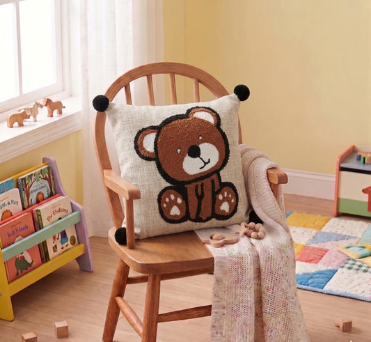 Pure Cotton Hand Crafted Cushion Covers with Pom Pom ( 16 x 16 inches )
