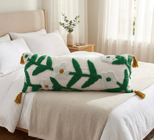 Pure cotton hand crafted long pillow ( Lumber Cushion ) with filler 14 x 36 inch