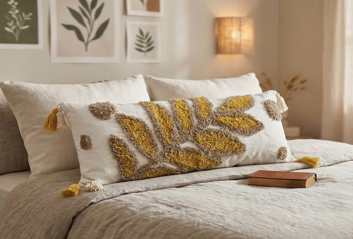 Pure cotton hand crafted long pillow ( Lumber Cushion ) with filler 14 x 36 inch