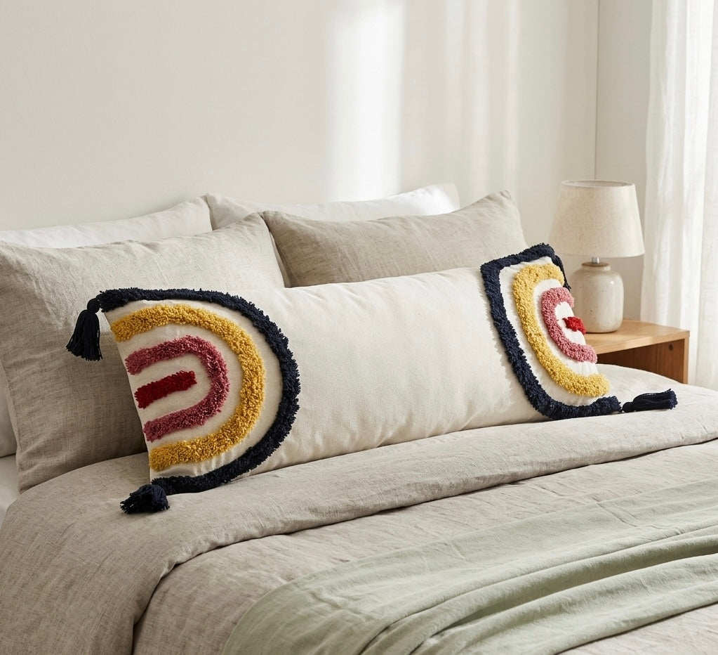 Pure cotton hand crafted long pillow ( Lumber Cushion ) with filler 14 x 36 inch