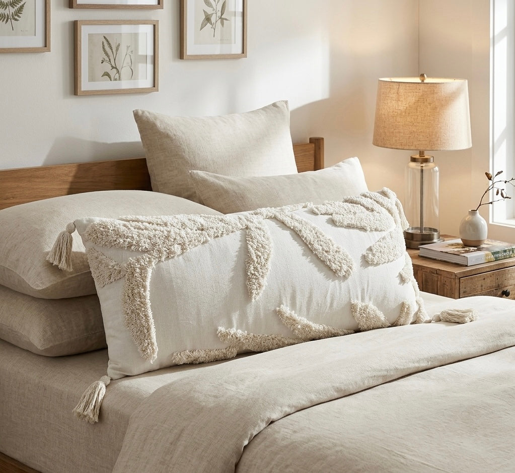 Pure cotton hand crafted long pillow ( Lumber Cushion ) with filler 14 x 36 inch