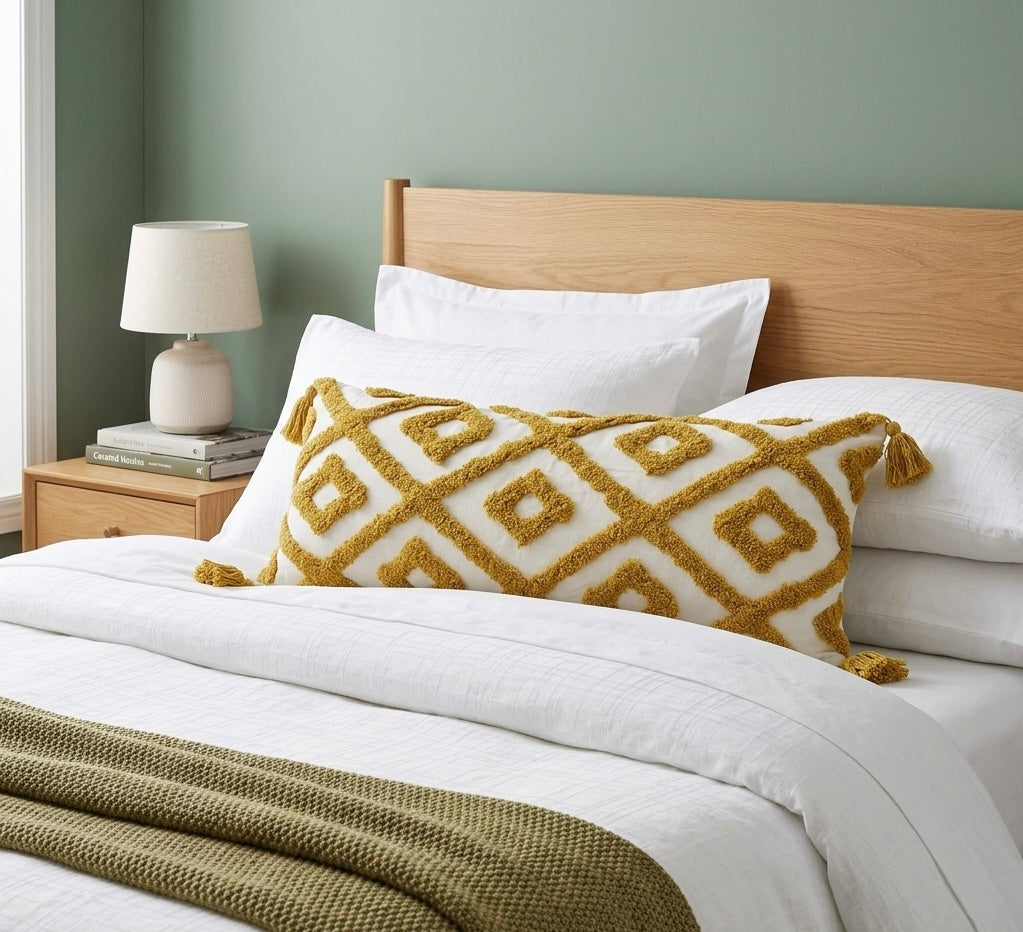 Pure cotton hand crafted long pillow ( Lumber Cushion ) with filler 14 x 36 inch