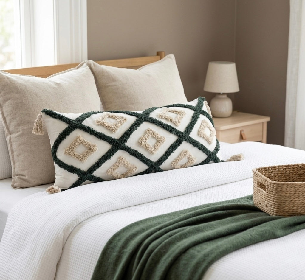 Pure cotton hand crafted long pillow ( Lumber Cushion ) with filler 14 x 36 inch