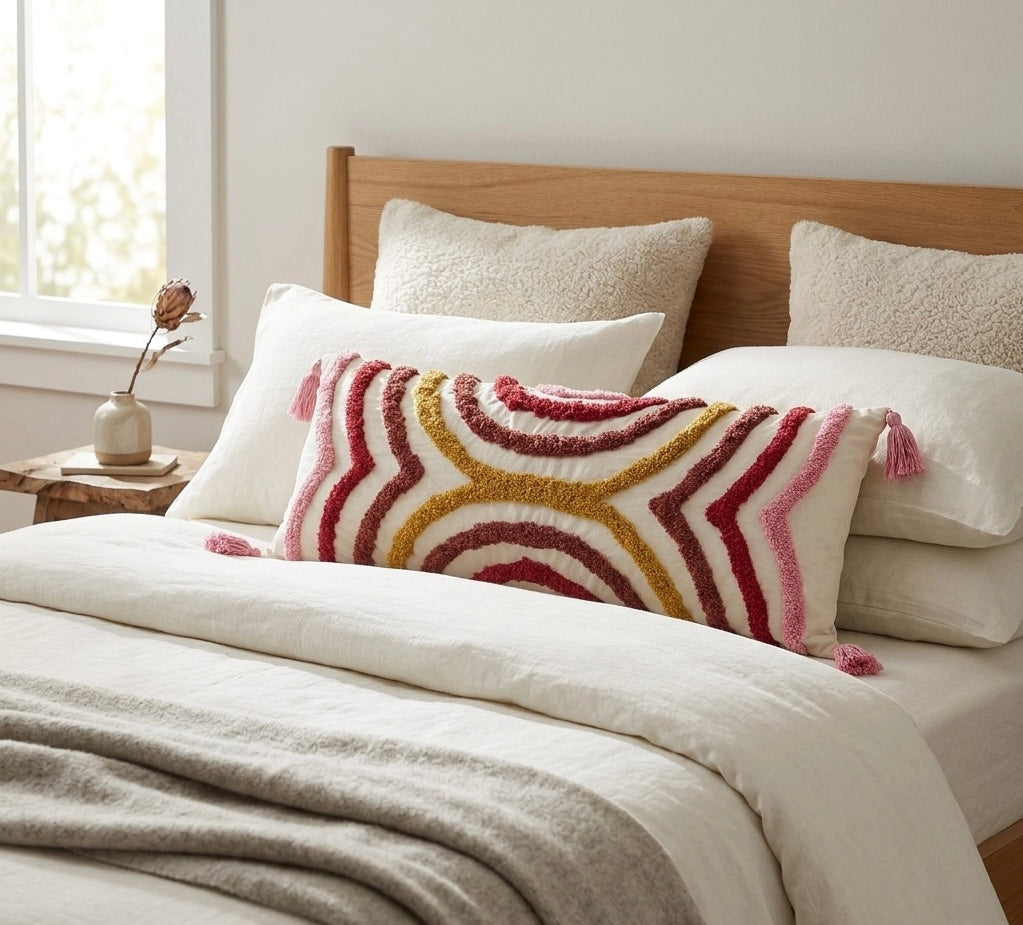 Pure cotton hand crafted long pillow ( Lumber Cushion ) with filler 14 x 36 inch