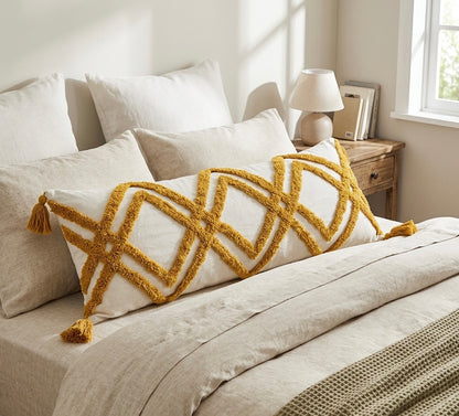 Pure cotton hand crafted long pillow ( Lumber Cushion ) with filler 14 x 36 inch