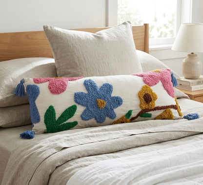 Pure cotton hand crafted long pillow ( Lumber Cushion ) with filler 14 x 36 inch