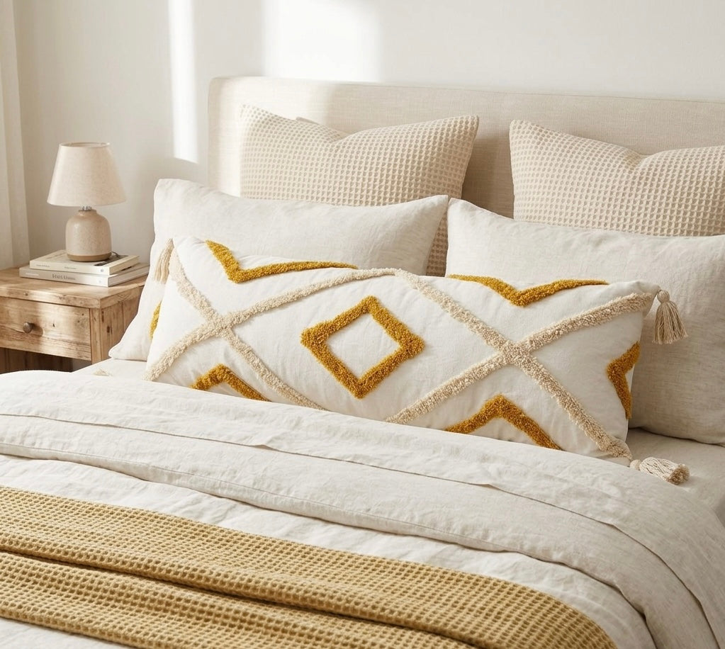 Pure cotton hand crafted long pillow ( Lumber Cushion ) with filler 14 x 36 inch