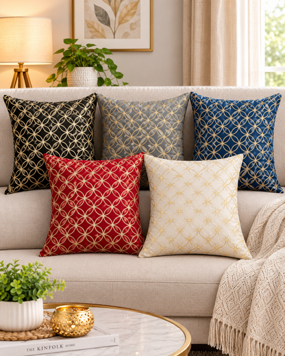 Premium Velvet Foil Printed Cushion Covers Pack of 5 | 16 x 16 Inch