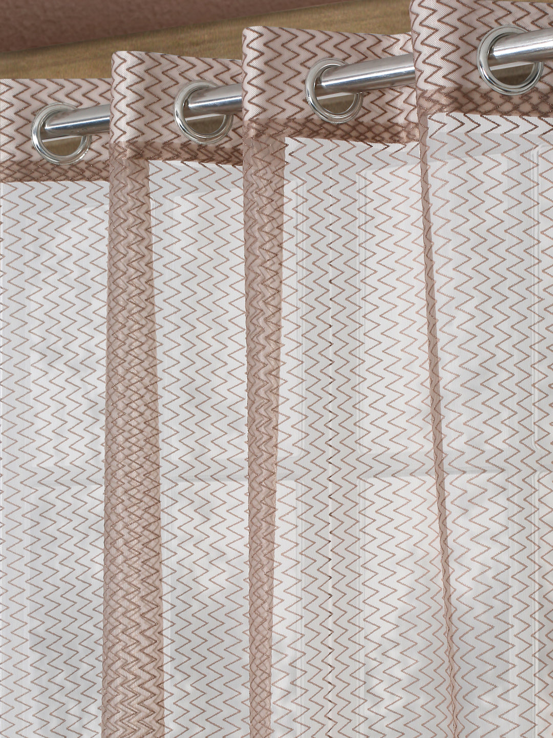 Self Designed Zig Zag Pattern Sheer Curtains ( pack of 1 )