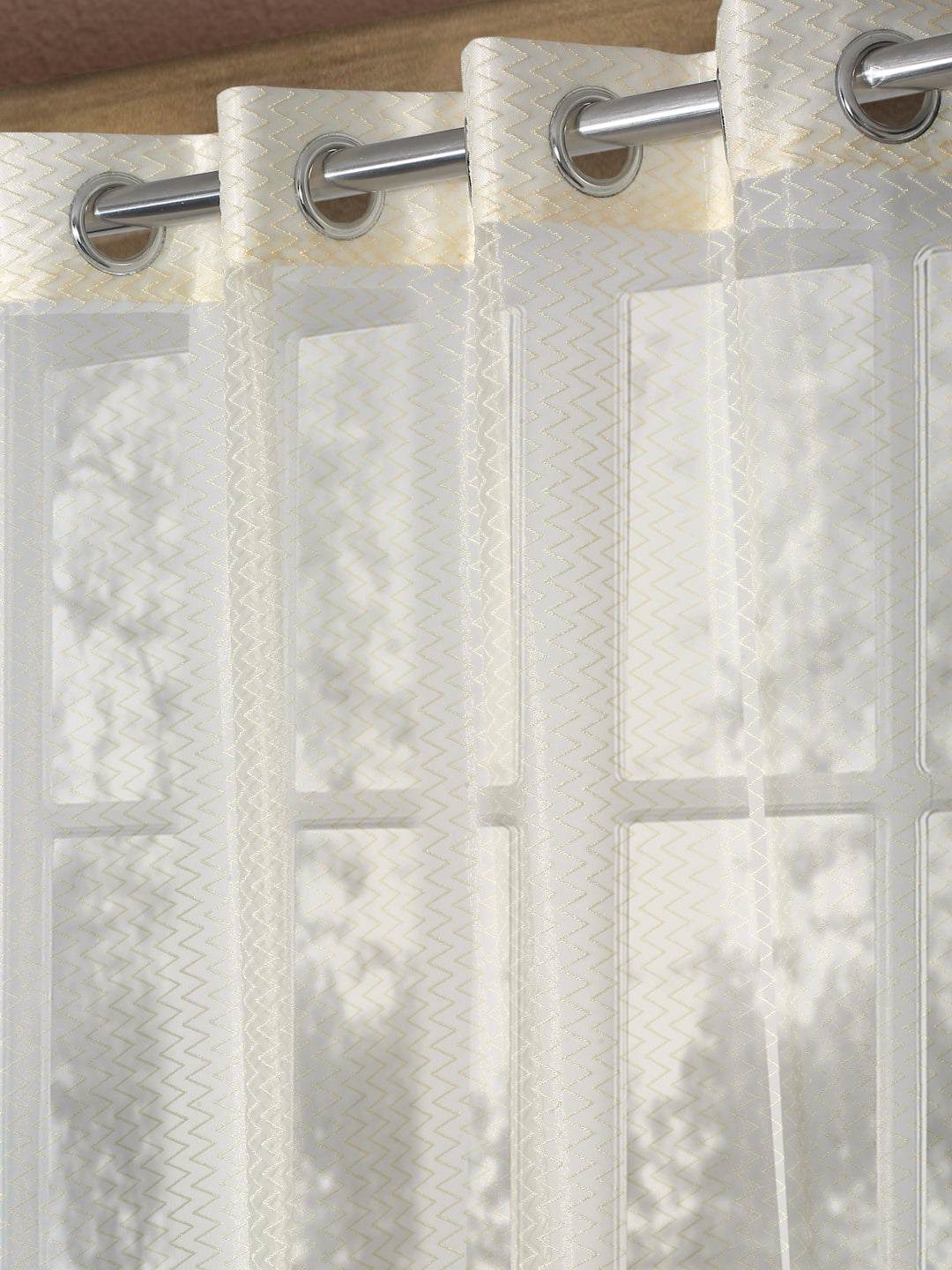 Self Designed Zig Zag Pattern Sheer Curtains ( pack of 1 )