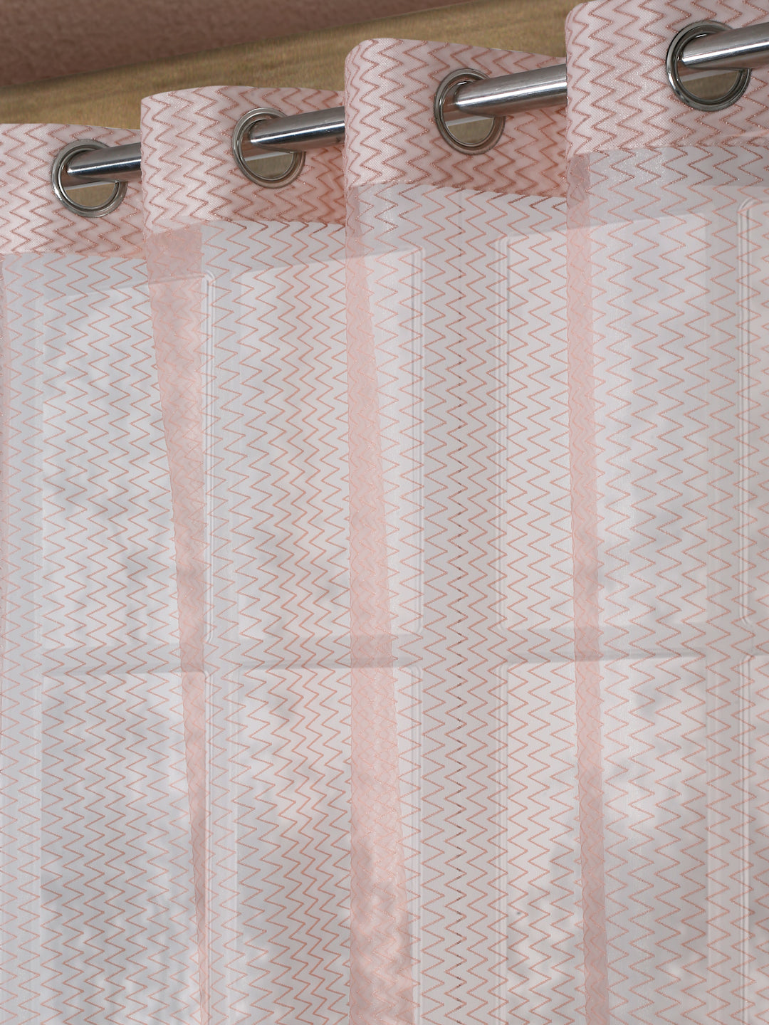 Self Designed Zig Zag Pattern Sheer Curtains ( pack of 1 )