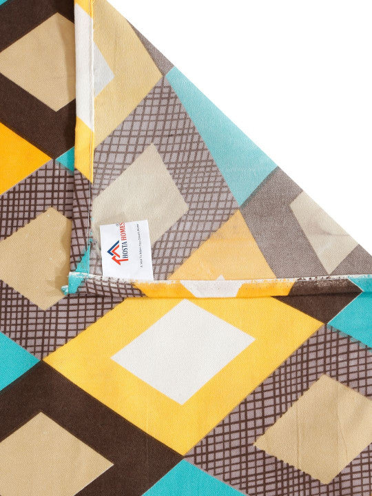 Blue Geometric Cotton 300 TC King Fine Bedsheet with 2 Pillow Covers-100 x 106 inches
