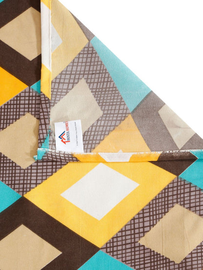 Blue Geometric Cotton 300 TC King Fine Bedsheet with 2 Pillow Covers-100 x 106 inches