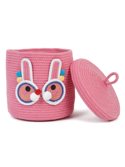 Cute bunny motif storage hamper with cover