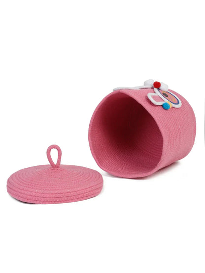 Playful cartoon bunny storage basket for kids’ room