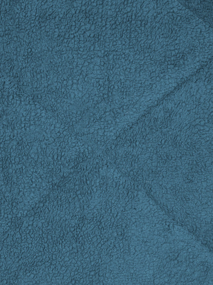 Aqua Blue Luxury Microfibre Filled Ultra Soft Embossed Sherpa Double Bed Quilt