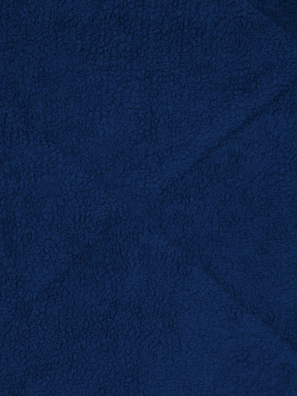 Navy Blue Luxury Microfibre Filled Ultra Soft Embossed Sherpa Double Bed Quilt