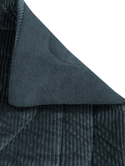 Grey Luxury Microfibre Filled Ultra Soft Embossed Sherpa Double Bed Quilt