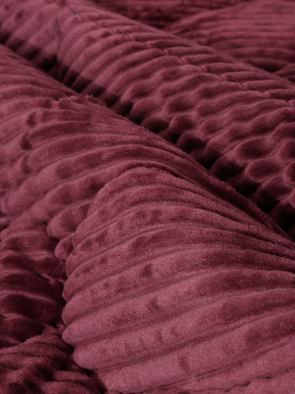 Maroon Luxury Microfibre Filled Ultra Soft Embossed Sherpa Double Bed Quilt