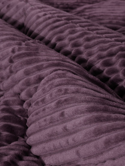 Purple Luxury Microfibre Filled Ultra Soft Embossed Sherpa Double Bed Quilt