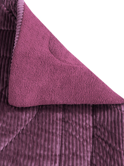 Lavender Luxury Microfibre Filled Ultra Soft Embossed Sherpa Double Bed Quilt