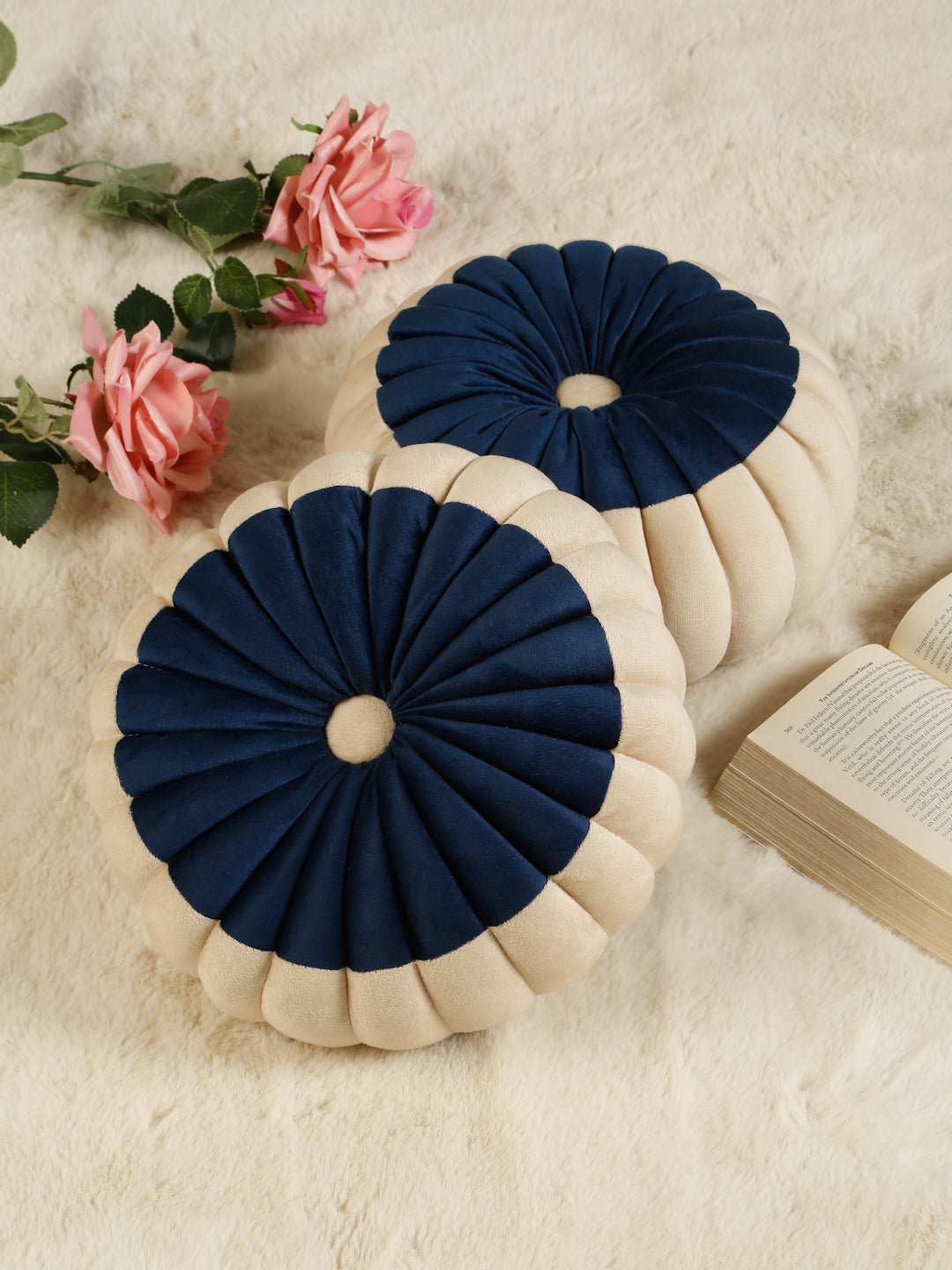 SOFT VELVET SELF DESIGNED REVERSIBLE DECORATIVE CUSHIONS ( 14 X 14 INCH )