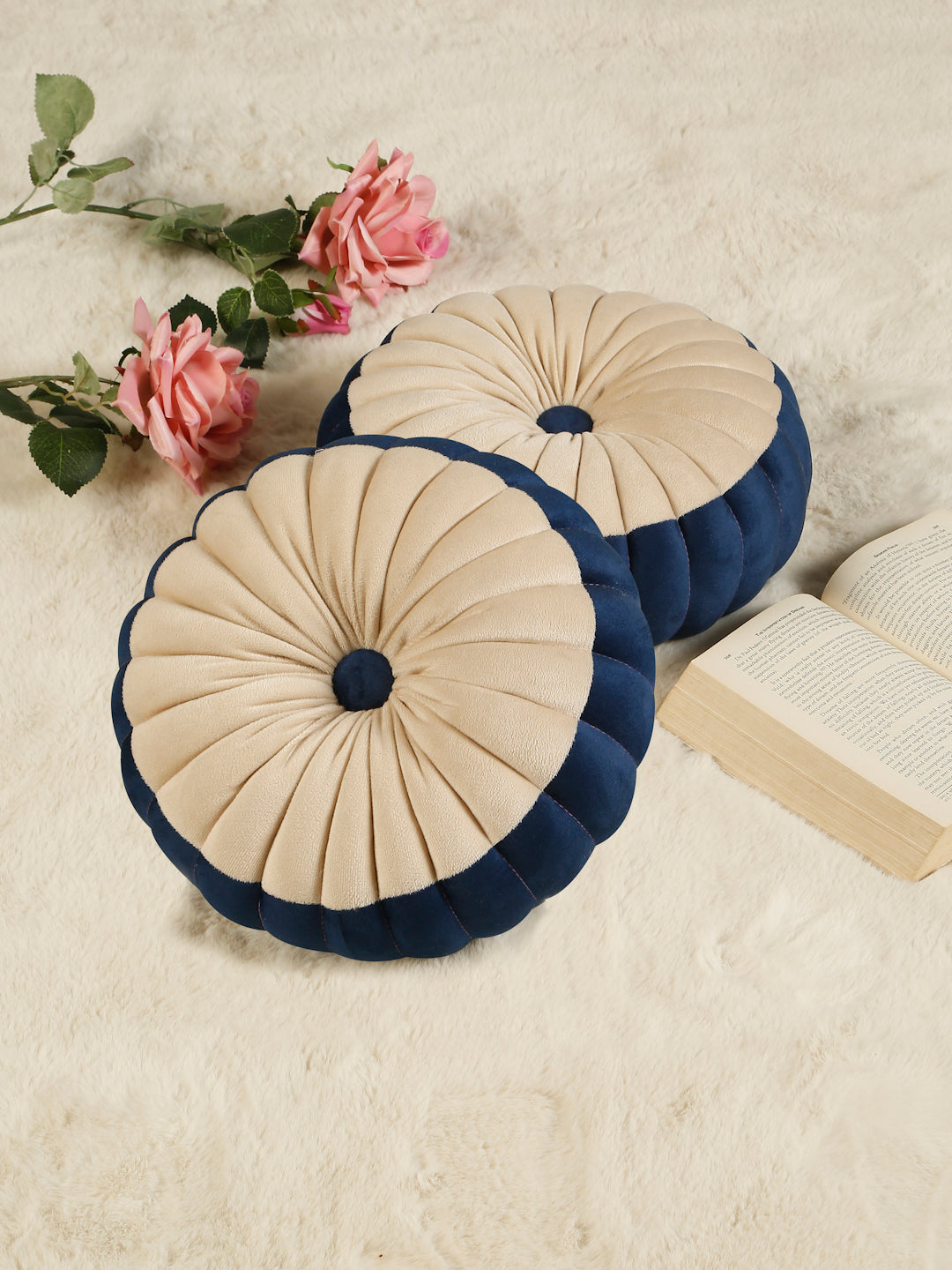 SOFT VELVET SELF DESIGNED REVERSIBLE DECORATIVE CUSHIONS ( 14 X 14 INCH )