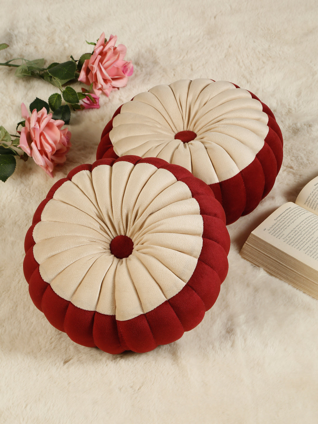 SOFT VELVET SELF DESIGNED REVERSIBLE DECORATIVE CUSHIONS ( 14 X 14 INCH )