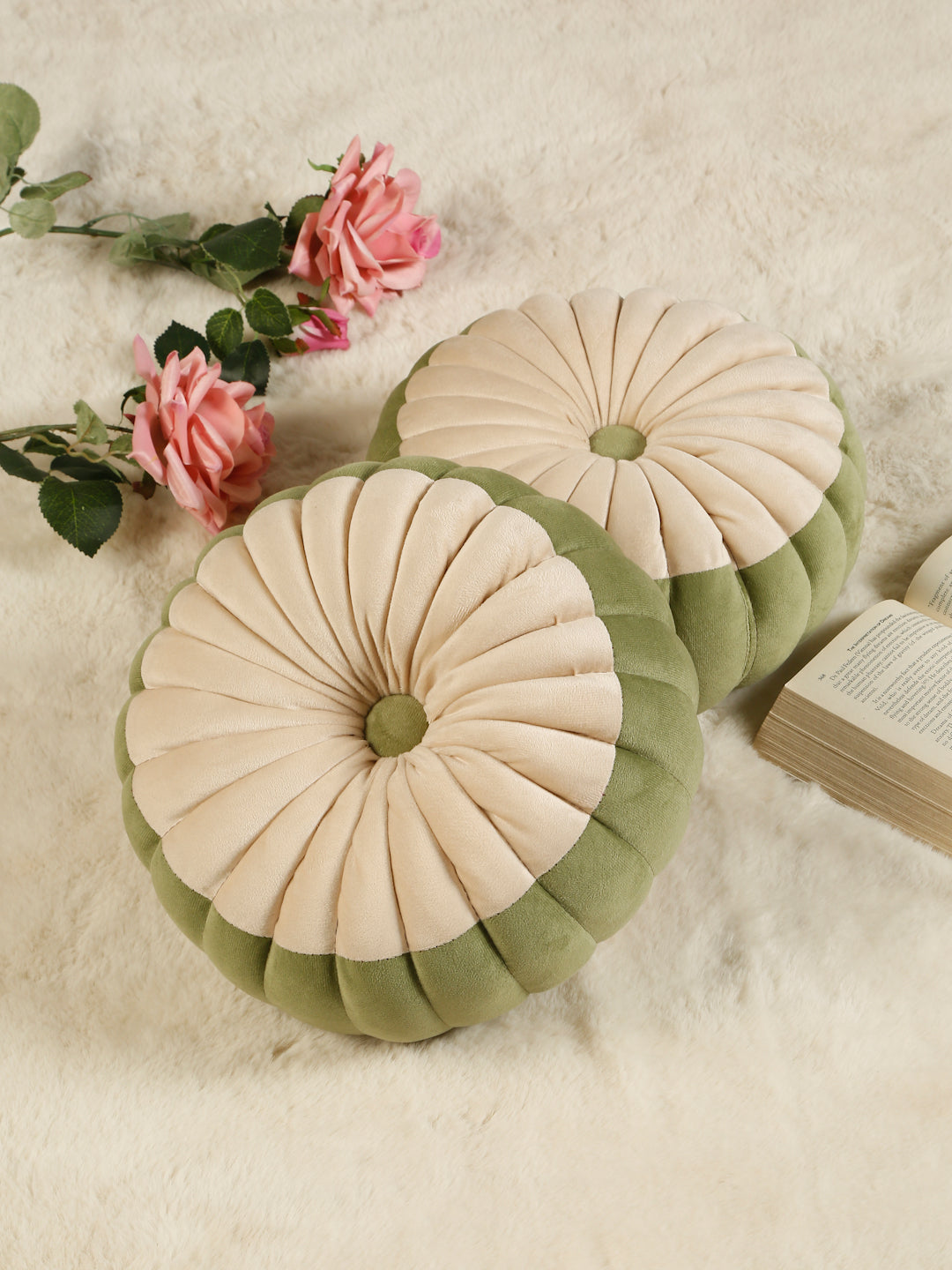 SOFT VELVET SELF DESIGNED REVERSIBLE DECORATIVE CUSHIONS ( 14 X 14 INCH )