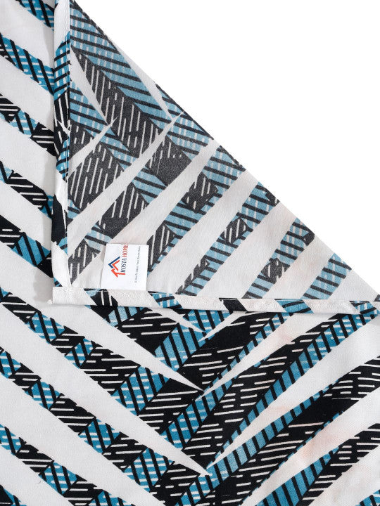 White Abstract Cotton 280 TC King Fine Bedsheet with 2 Pillow Covers-254 x 272 cm