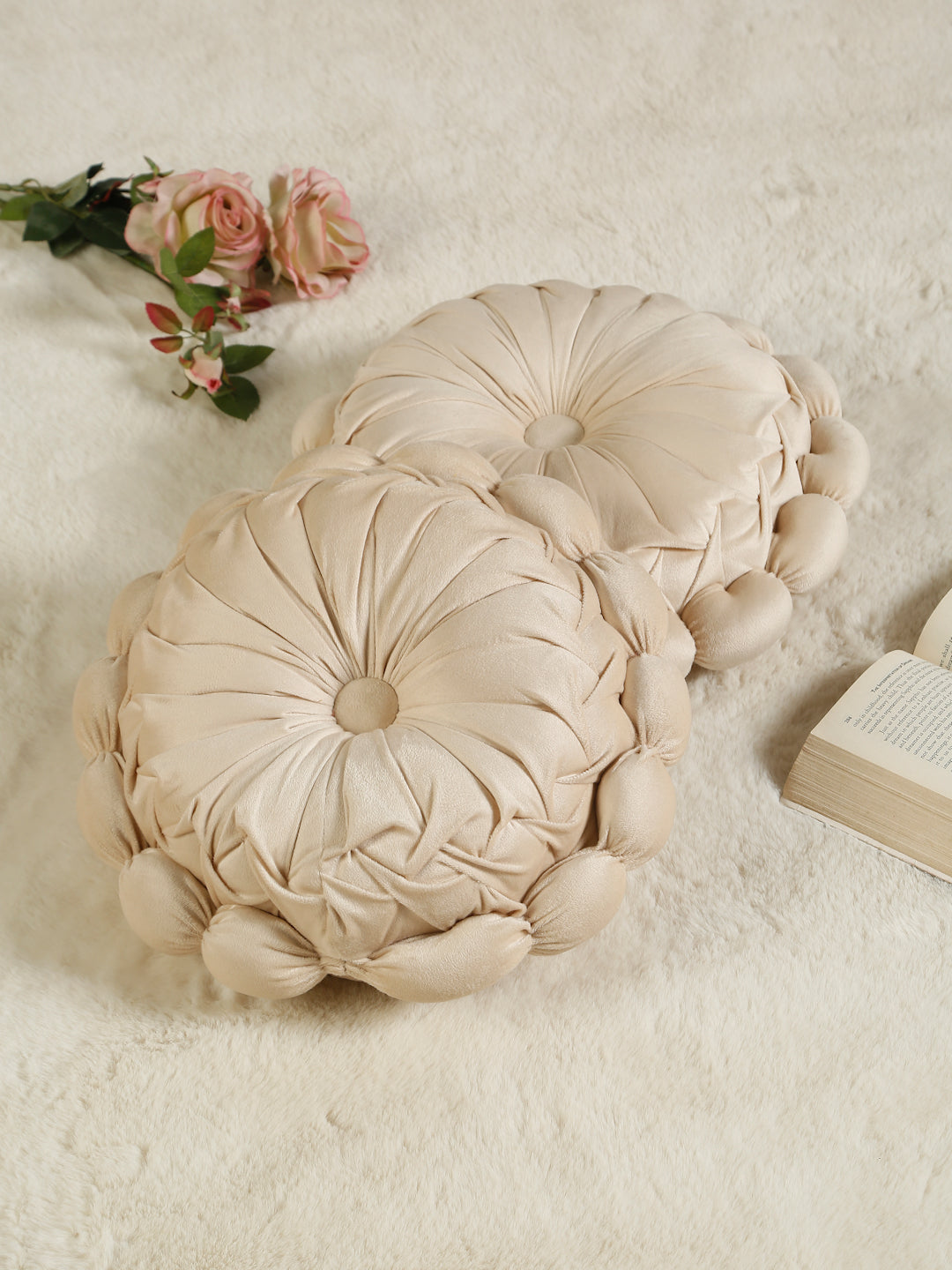SOFT VELVET SELF DESIGNED REVERSIBLE DECORATIVE CUSHIONS ( 14 X 14 INCH )